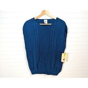 Vintage Sweater Bazaar Vest Women 20W 80s Grandma Cableknit Plus Made in USA NWT